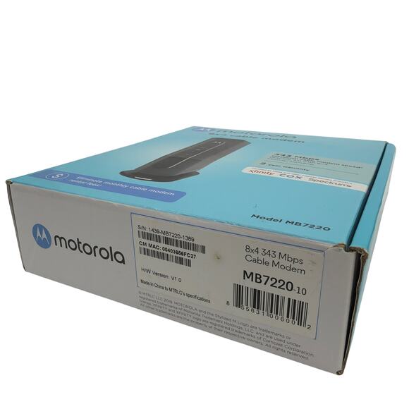 Motorola MB7220 DOCSIS 3.0 8x4 Cable Modem with Cables and Power Adapter - Picture 8 of 8